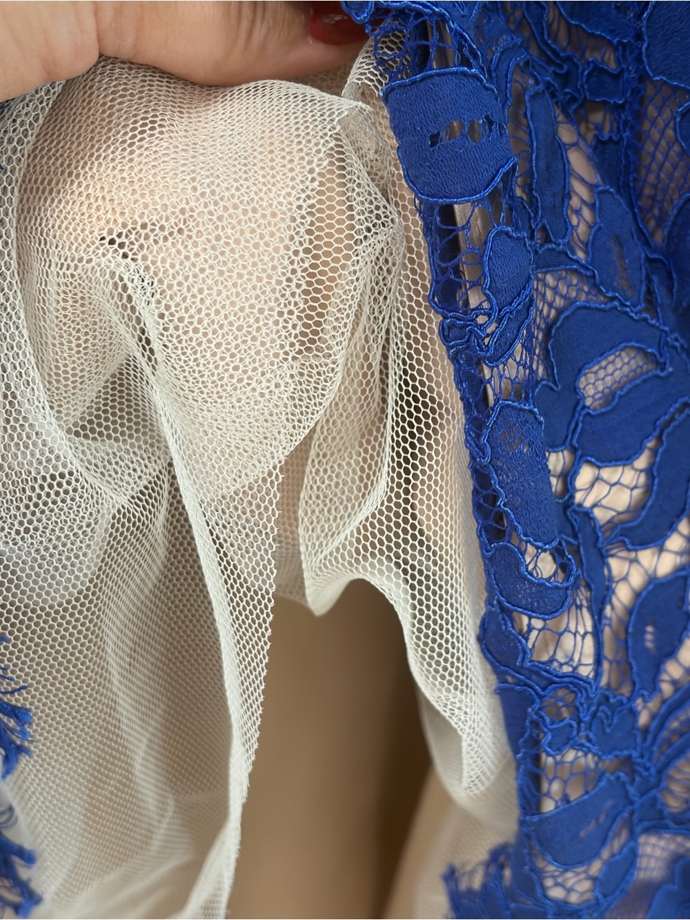 Eliza J size 12 Cobalt Blue Lace Midi Dress Spaghetti Strap Pockets Semi Formal‎ - Picture 7 of 14